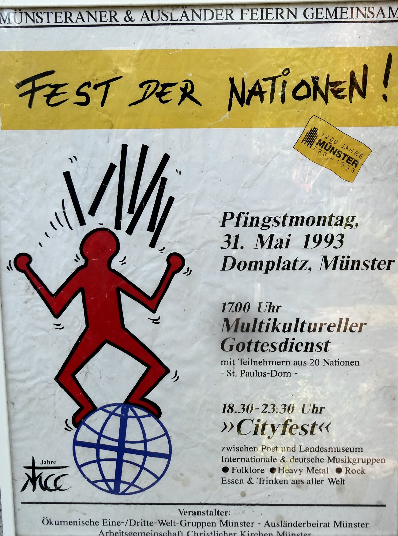 Plakat Fest der Nationen, Pfingstmontag 31. Mai 1993, Domplatz Münster